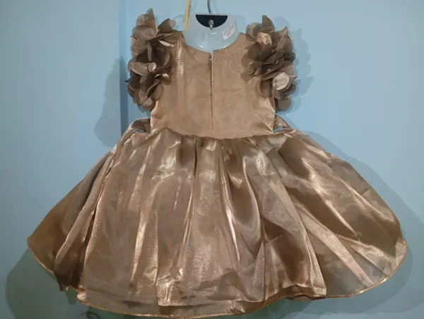 Taupe_Brown_Jimmy_Choo_Fabric,_Inner_Material_Cotton_Dress_For_Girls