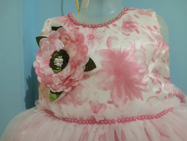 Light_Pink_Digital_Print_Silky_Net_Fabric,_Inner_Material_Cotton_Dress_For_Girls