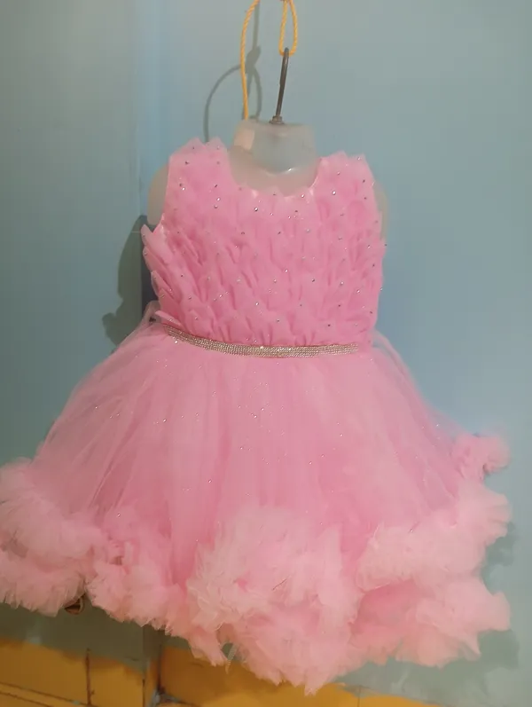 Pink_Sparkle_Net_Fabric,_Inner_Material_Cotton_Dress_For_Girls