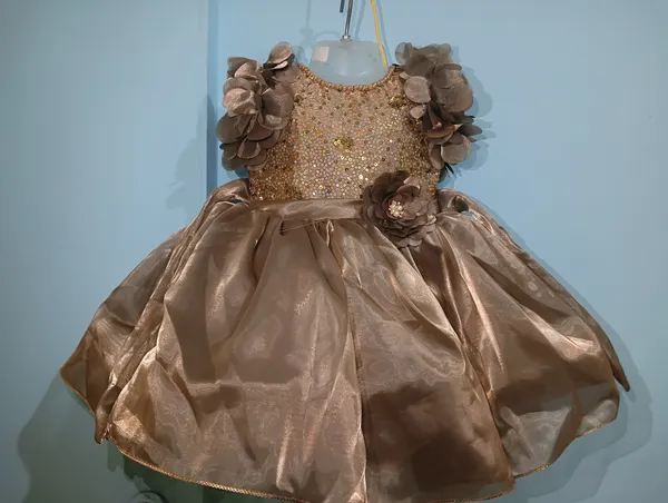 Taupe_Brown_Jimmy_Choo_Fabric,_Inner_Material_Cotton_Dress_For_Girls
