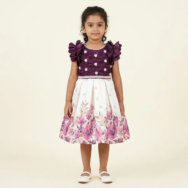 Dark_Magenta_Digital_Print_Fabric,_Inner_Material_Cotton_Dress_For_Girls