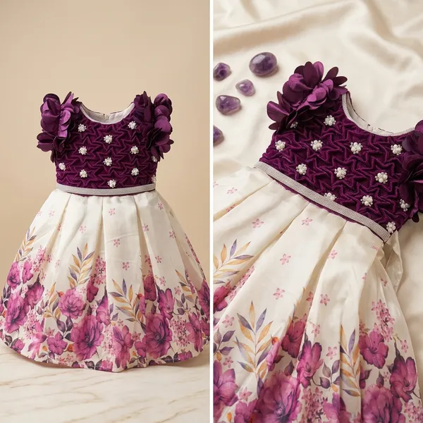 Dark_Magenta_Digital_Print_Fabric,_Inner_Material_Cotton_Dress_For_Girls