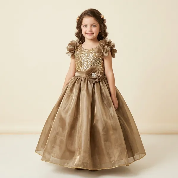 Taupe_Brown_Jimmy_Choo_Fabric,_Inner_Material_Cotton_Dress_For_Girls