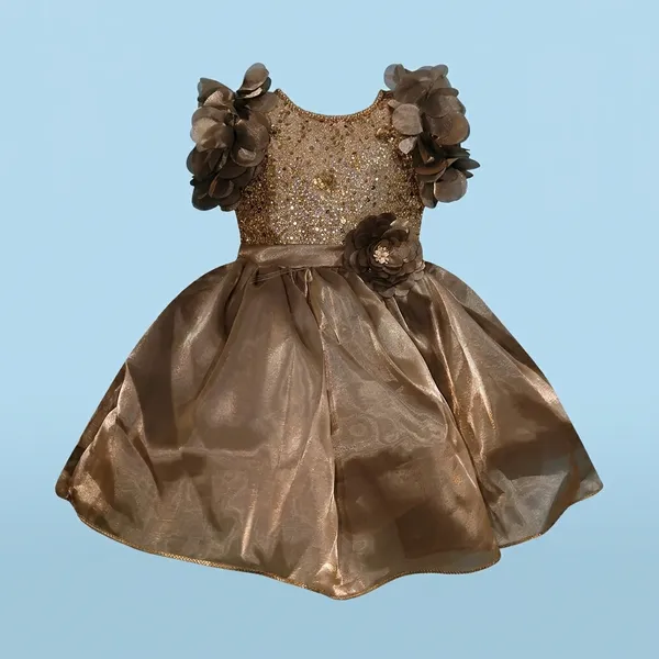 Taupe_Brown_Jimmy_Choo_Fabric,_Inner_Material_Cotton_Dress_For_Girls