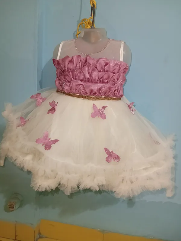 Rose_Pink_Pal_Net_Fabric,_Inner_Material_Cotton_Dress_For_Girls