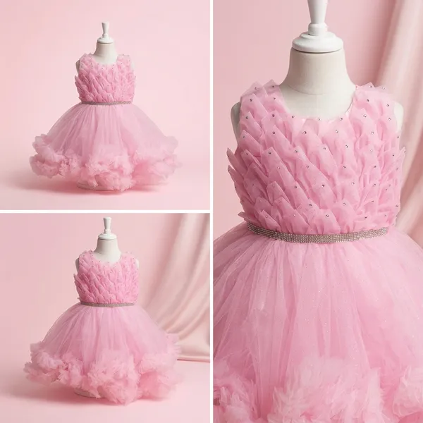 Pink_Sparkle_Net_Fabric,_Inner_Material_Cotton_Dress_For_Girls