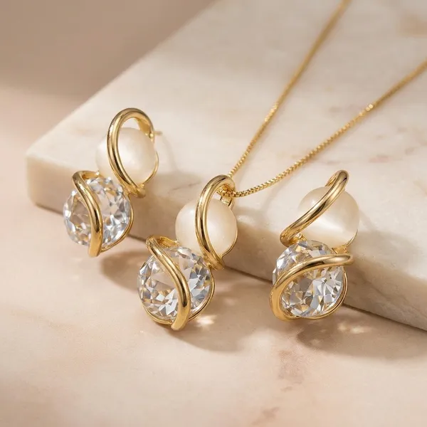 Gold_Stainless_Steel_Crystal_Spiral_Pendant_Necklace_And_Earrings_Set_For_Women