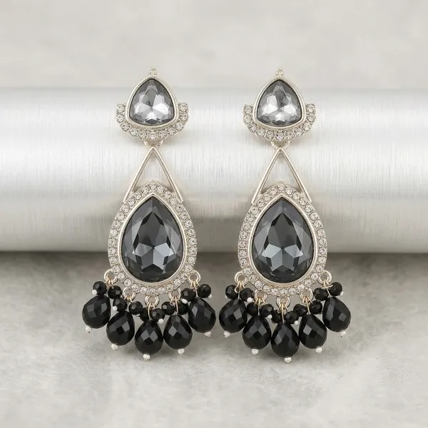 Gold_Black_Crystal_Teardrop_Dangle_Earrings_For_Women