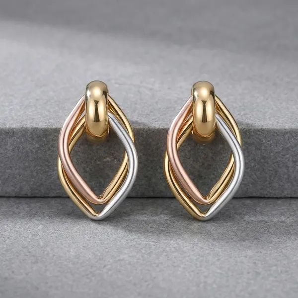 Tri_Tone__Drop_Earrings_For_Women