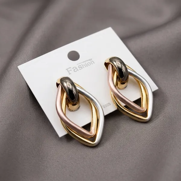 Tri_Tone__Drop_Earrings_For_Women