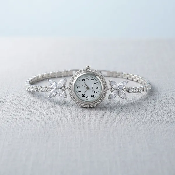 Silver_Stainless_Steel_Rhinestone_Floral_Watch_Bracelet_For_Women