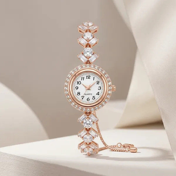 Rose_Gold_Stainless_Steel_Crystal_Analog_Bracelet_Watch_For_Women