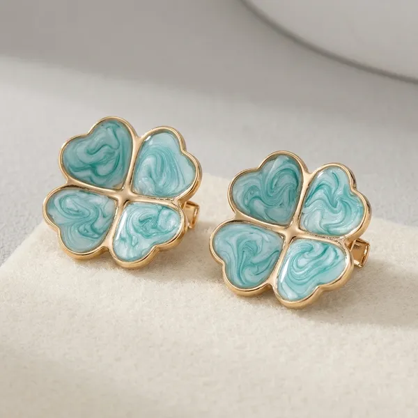 Turquoise_Gold_Resin_Four_Leaf_Clover_Heart_Hair_Clips_For_Women