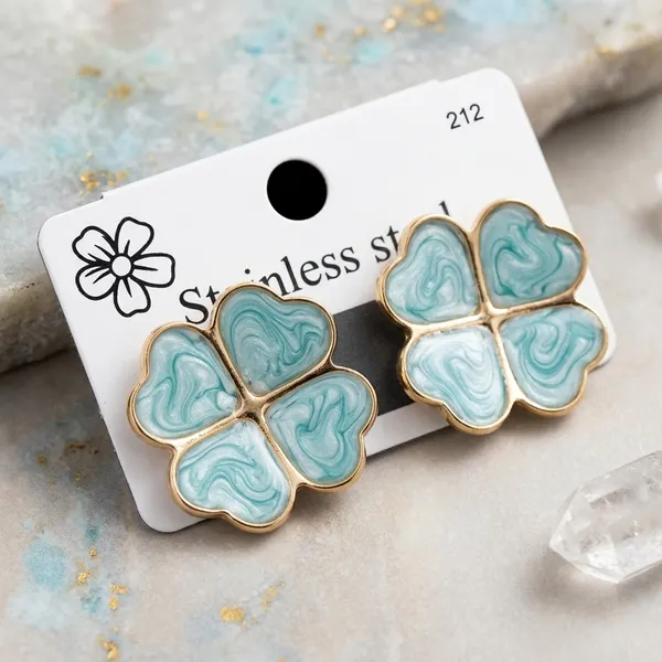 Turquoise_Gold_Resin_Four_Leaf_Clover_Heart_Hair_Clips_For_Women