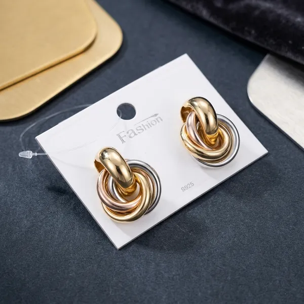 Tri_Color_Gold_Silver_Rose_Gold_Interlocking_Knot_Stud_Earrings_For_Women