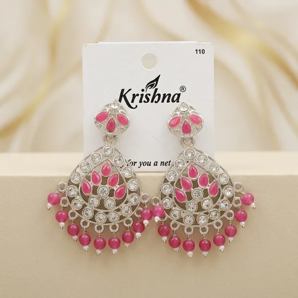 Gold_Pink_Kundan_Stone_Chandbali_Tassel_Earrings_For_Women