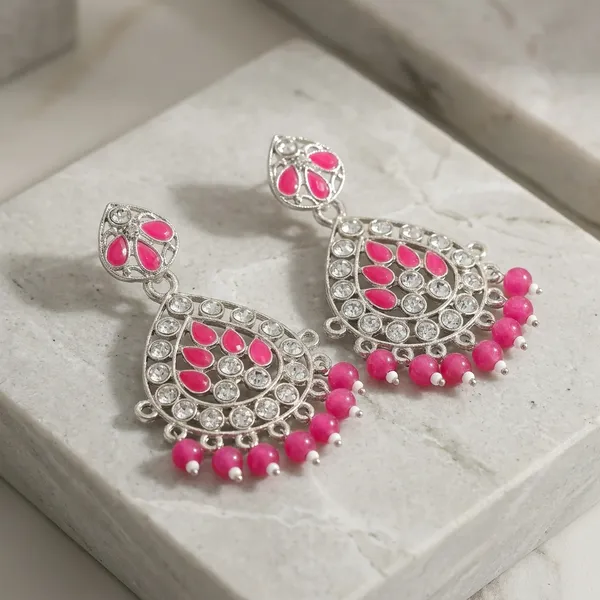 Gold_Pink_Kundan_Stone_Chandbali_Tassel_Earrings_For_Women