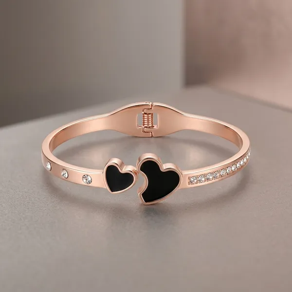 Rose_Gold_Black_Enamel_Double_Heart_Crystal_Bangle_For_Women