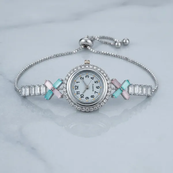 Silver_Turquoise_Stone_Analog_Bracelet_Watch_For_Women
