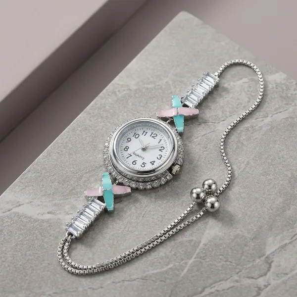 Silver_Turquoise_Stone_Analog_Bracelet_Watch_For_Women