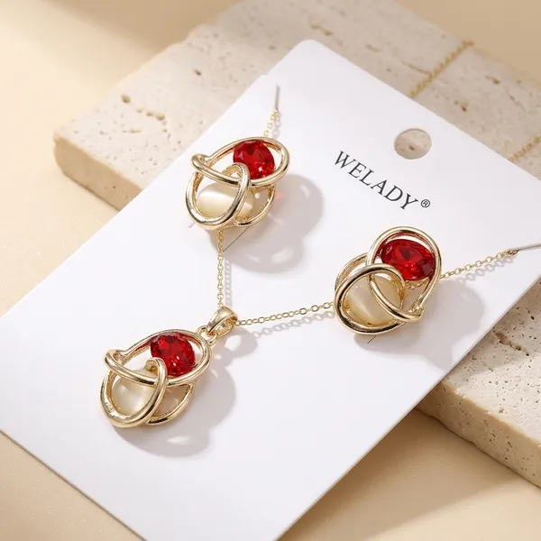 Rose_Gold_Red_Crystal_Interlocking_Heart_Necklace_Set_For_Women