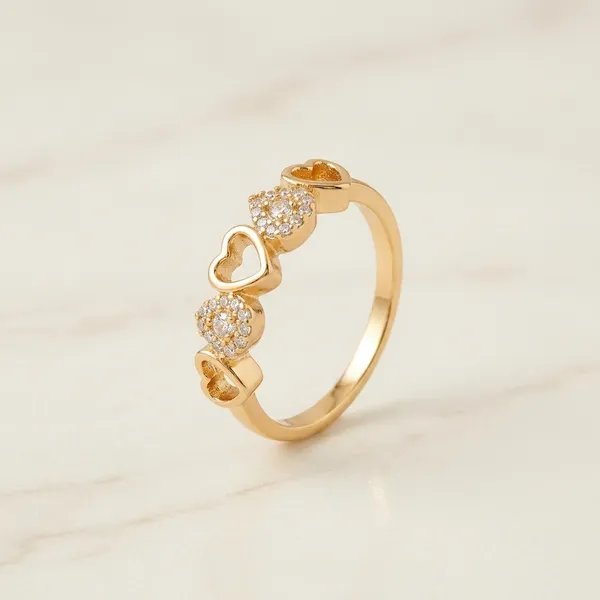 Gold_Multicolor_American_Diamond_Heart_Stone_Ring_For_Women