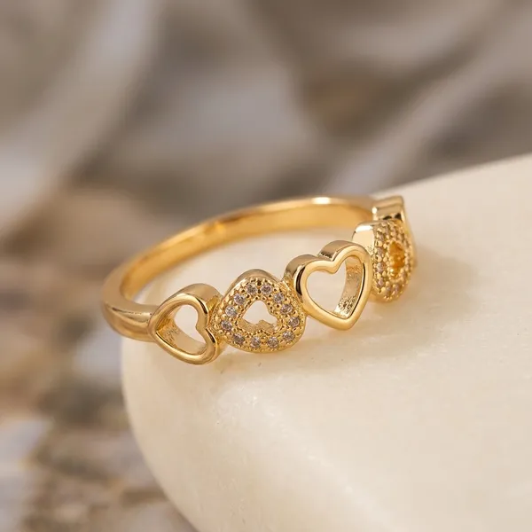 Gold_Multicolor_American_Diamond_Heart_Stone_Ring_For_Women