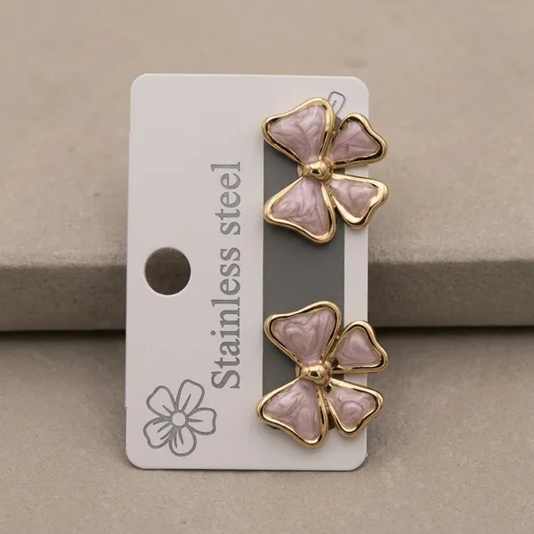 Pink_Enamel_Flower_Stud_Earrings_For_Women