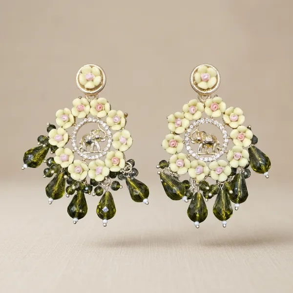 Green_Gold_Stainless_Steel_Floral_Crystal_Drop_Earrings_For_Women