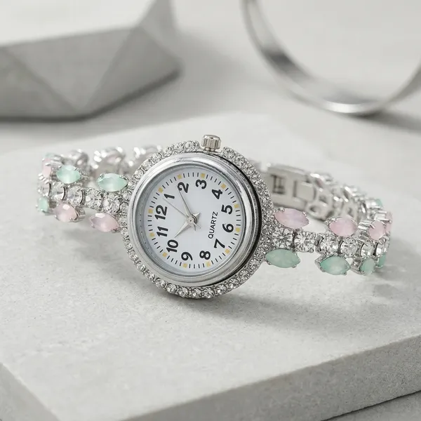 Silver_Turquoise_Floral_Crystal_Bracelet_Watch_For_Women