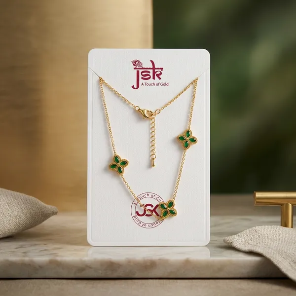 Gold_Green_Enamel_Four_Leaf_Clover_Necklace_For_Women