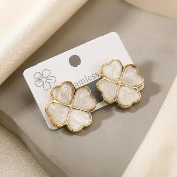 White_Mother_Of_Pearl_Four_Leaf_Clover_Stud_Earrings_For_Women