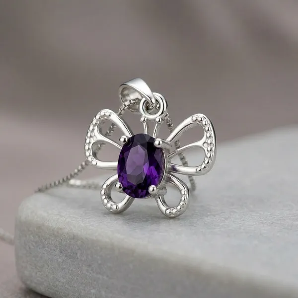 Silver_Purple_Stainless_Steel_Amethyst_Wings_Pendant_For_Women