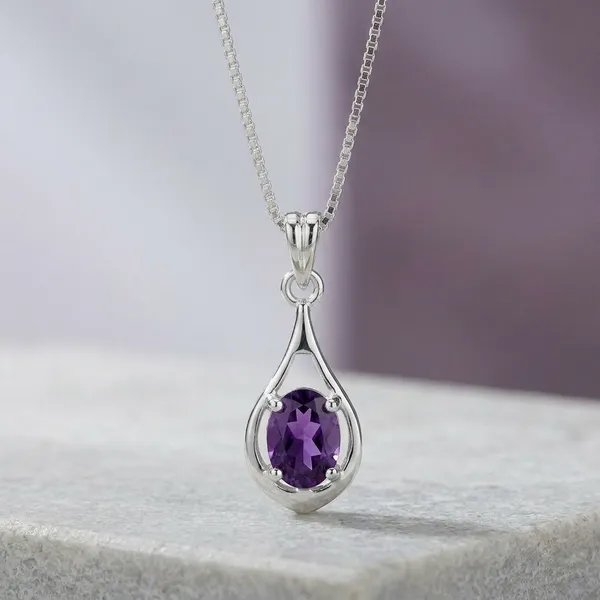 Silver_Purple_Sterling_Amethyst_Teardrop_Pendant_For_Women