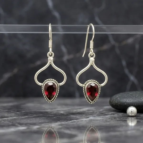 Silver_Maroon_Sterling_Gulaab_E_Sher_Earrings_For_Women
