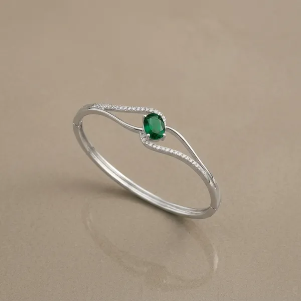 Silver_&_Green_Sterling_Virelia_Stone_Kada_For_Women