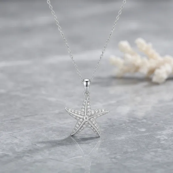 Silver_Sterling_Starfish_Stone_Pendant_For_Women