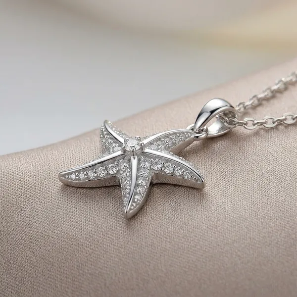 Silver_Sterling_Starfish_Stone_Pendant_For_Women
