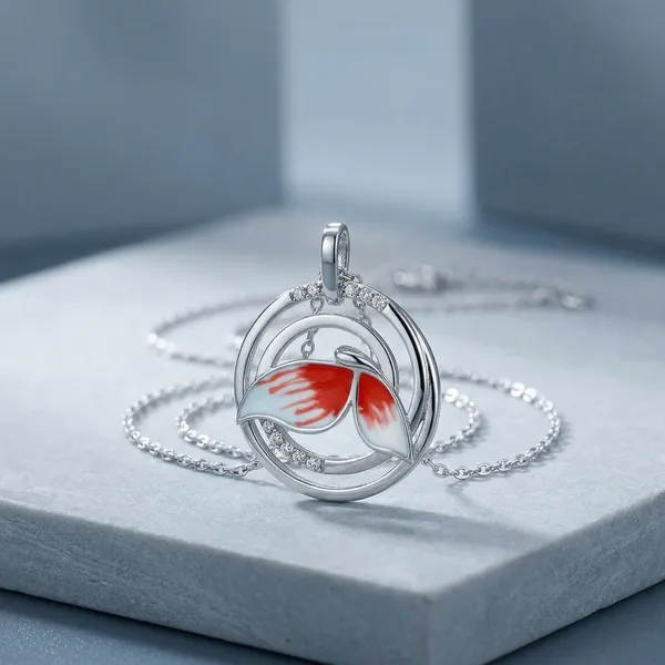 Silver_Red_Stainless_Steel_Nemo_Fish_Pendant_For_Women