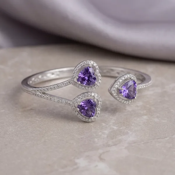 Purple_Sterling_Trinity_Heart_Stone_Kada_For_Women