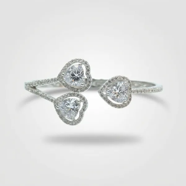 White_Sterling_Trinity_Heart_Stone_Kada_For_Women