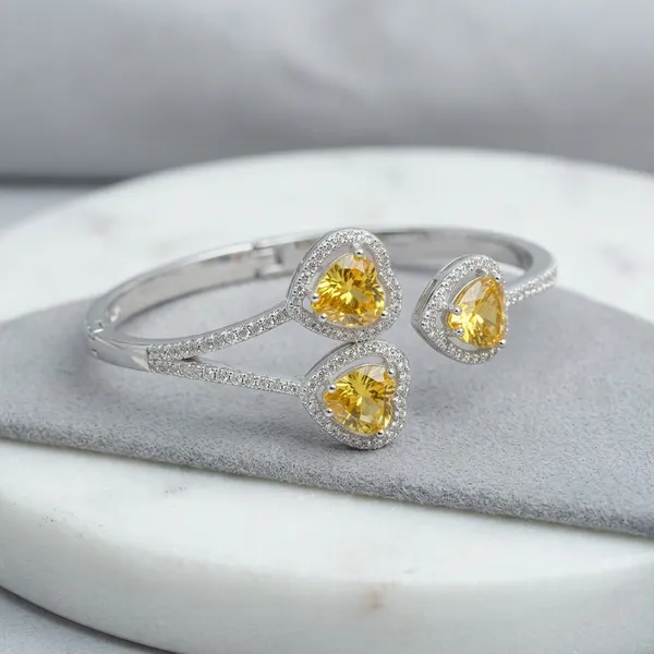 Yellow_Sterling_Trinity_Heart_Kada_For_Women