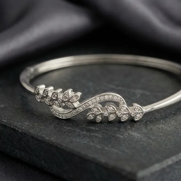 Silver_Sterling_Autumn_Leaf_Cubic_Zirconia_Kada_For_Women