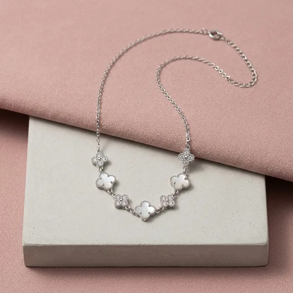 Silver_Stainless_Steel_Four_Leaf_Clover_Chain_For_Women