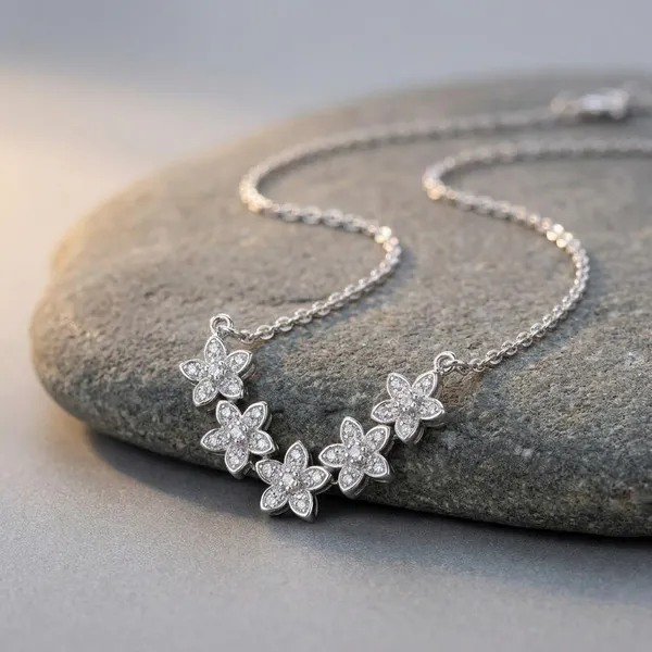 Silver_Sterling_Wild_Flower_Blossom_Pendant_Set_For_Women