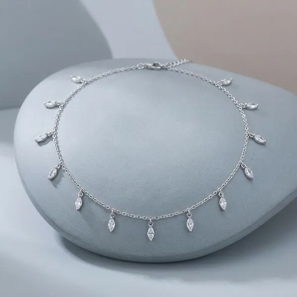 Silver_Sterling_Marquise_Crystal_Leaf_Choker_For_Women