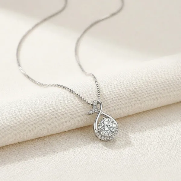 Silver_Sterling_Infinity_Teardrop_Solitaire_Pendant_For_Women