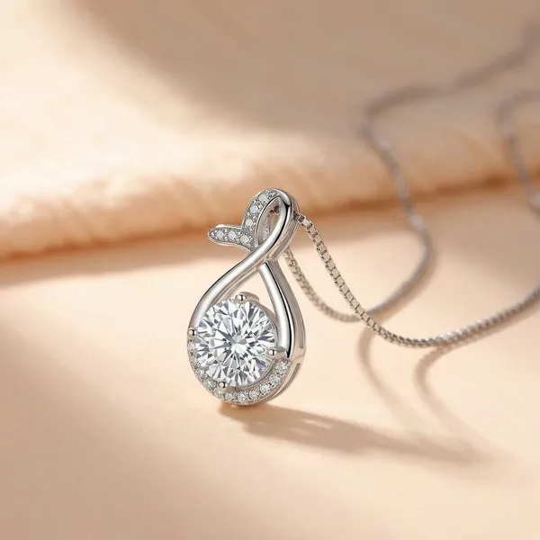 Silver_Sterling_Infinity_Teardrop_Solitaire_Pendant_For_Women