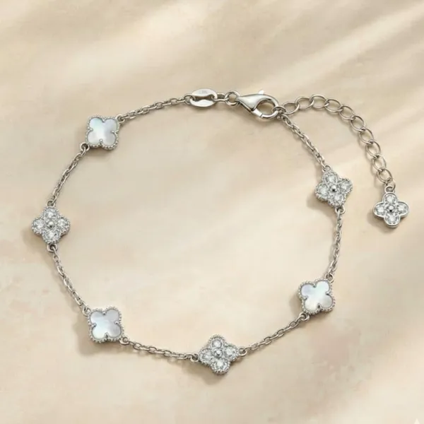 Silver_Sterling_Four_Leaf_Clover_Mother_Of_Pearl_Bracelet_For_Women