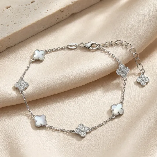 Silver_Sterling_Four_Leaf_Clover_Mother_Of_Pearl_Bracelet_For_Women